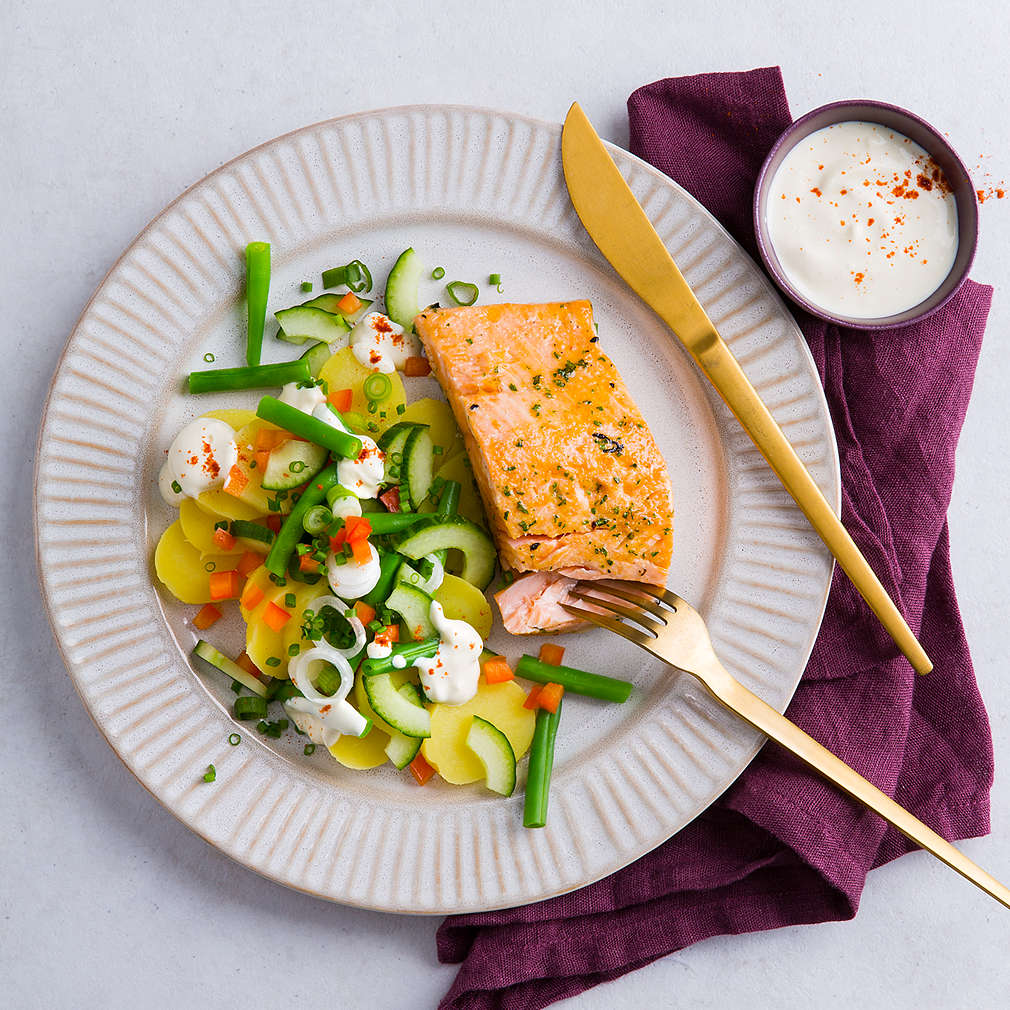 Blitz-Lachs mit Bohnensalat - Rezept | Kaufland