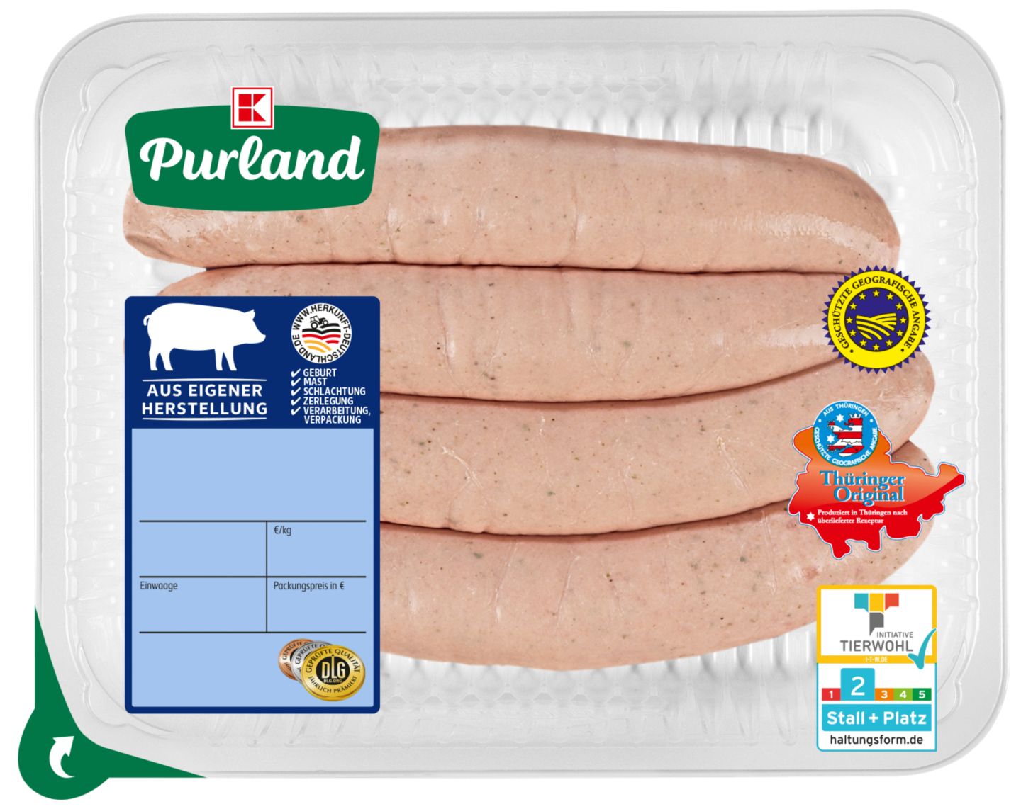 K-PURLAND Original Thüringer Rostbratwurst roh