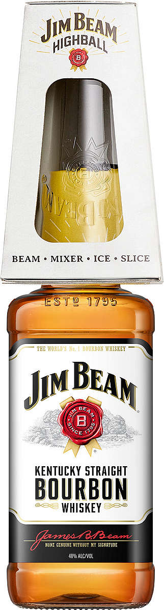 Изображение за продукта Jim Beam Бърбън уиски + чаша