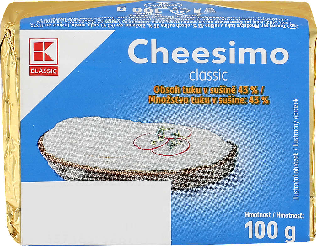 Zobrazenie výrobku K-Classic Cheesimo Tavený syr Classic, t.v s. 45 %