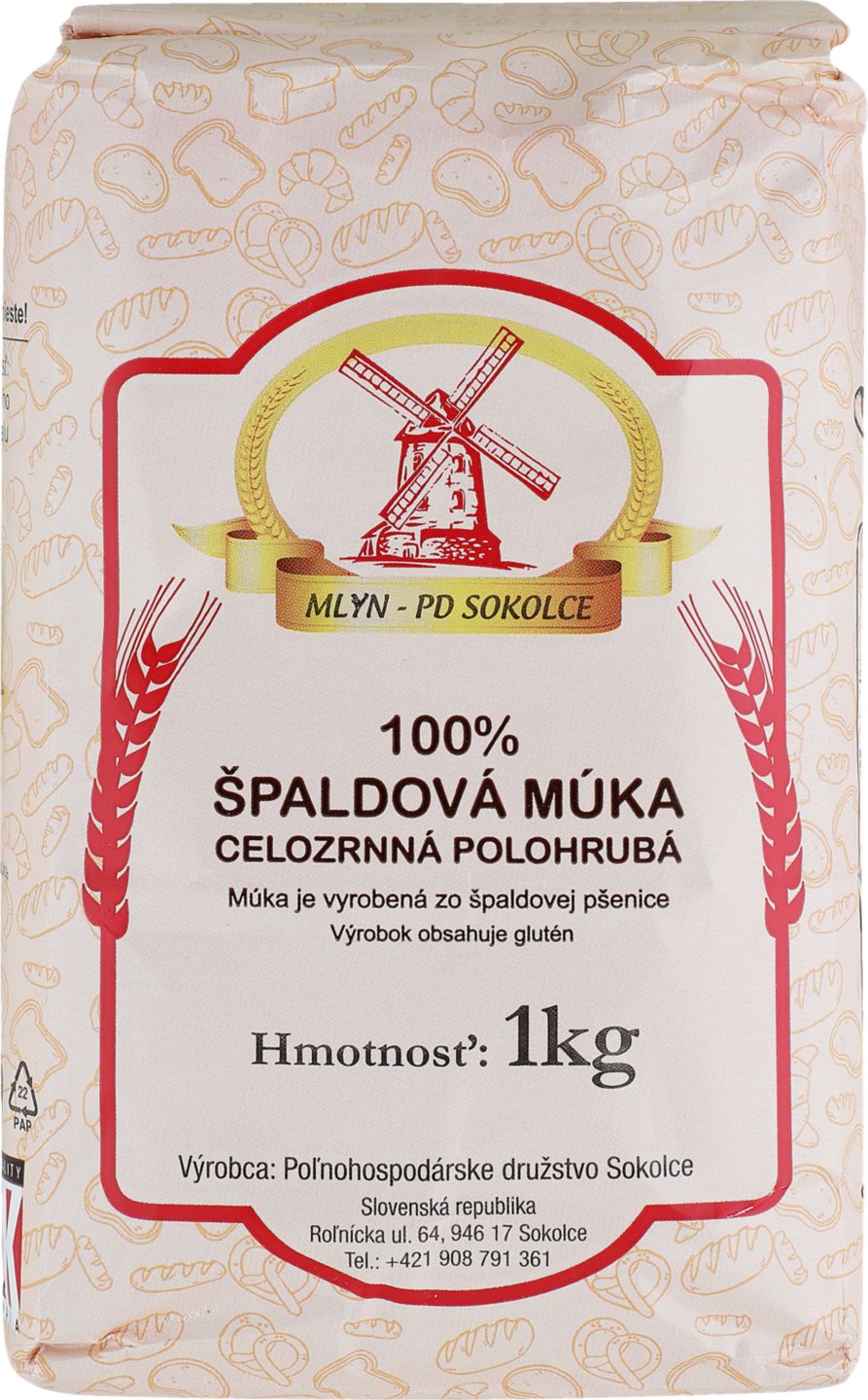 Špaldová múka celozrnná polohrubá alebo hladká