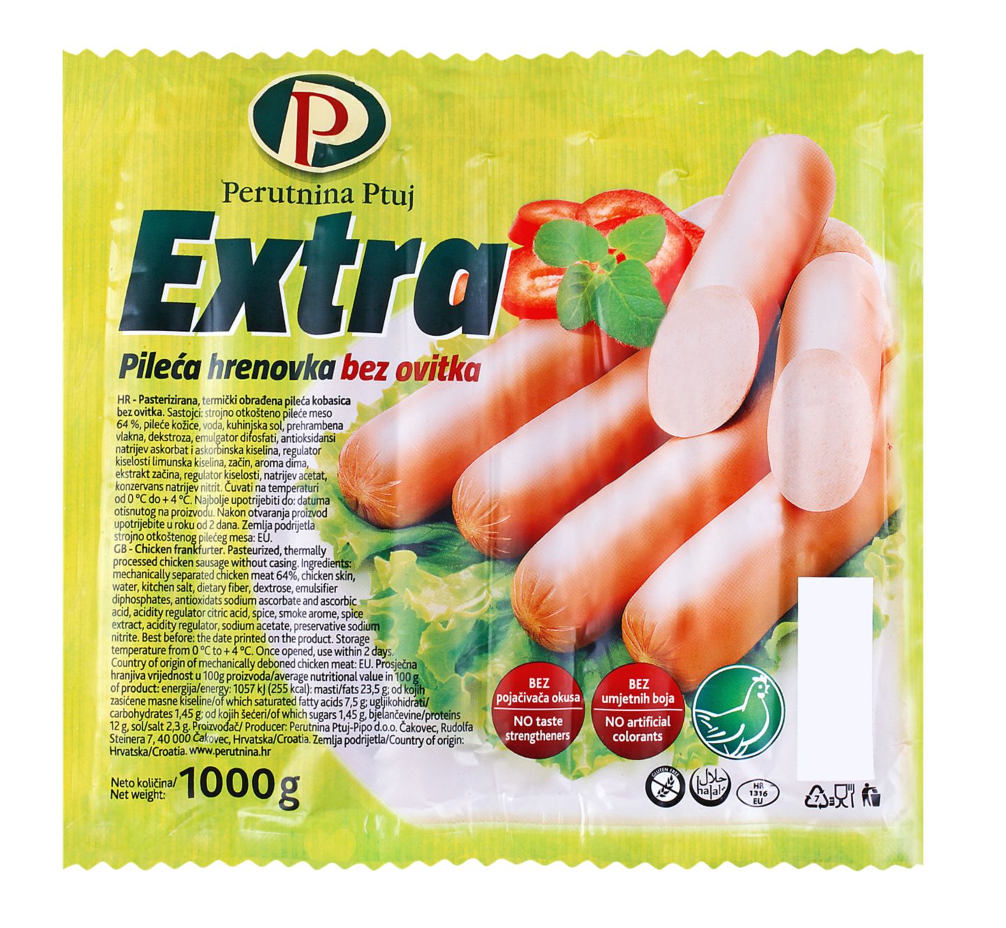 Perutnina Extra pileće hrenovke
MPC 2.5.2025=2,69€