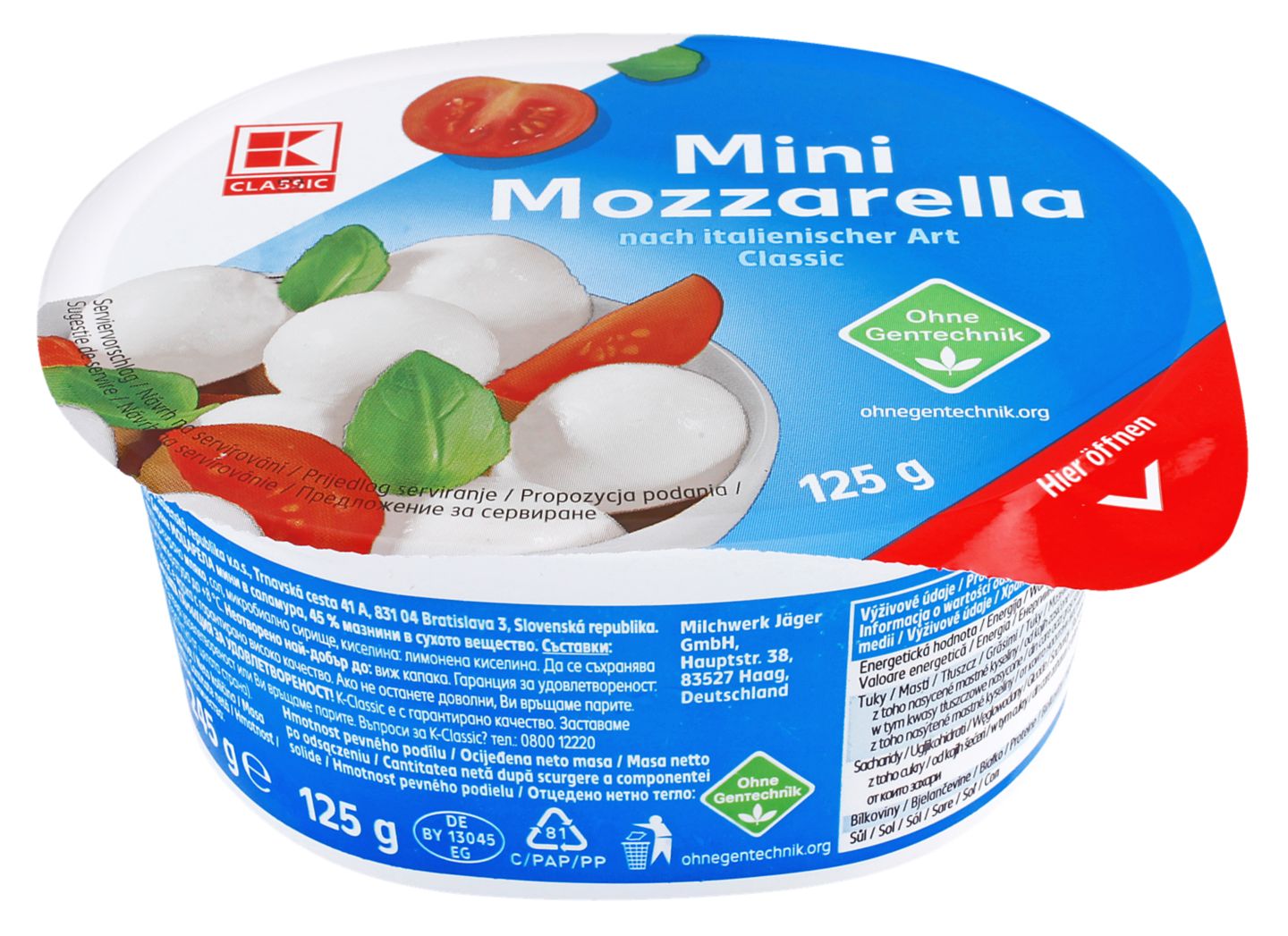 K-Classic Mozzarella mini Classic, 45% m.m.