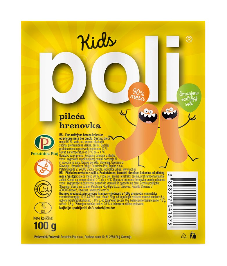 Poli kids Pileća hrenovka
MPC 2.5.2025=0,79€