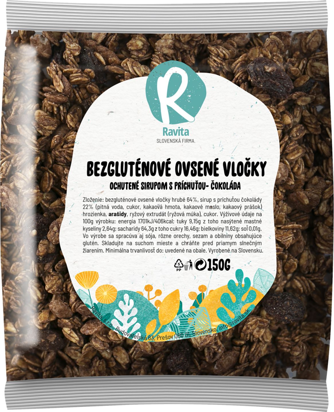 Ravita Bezgluténové ovsené vločky
so sirupom a čokoládou