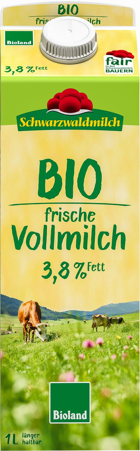 SCHWARZWALDMILCH Bioland frische Vollmilch, 3,8 % Fett