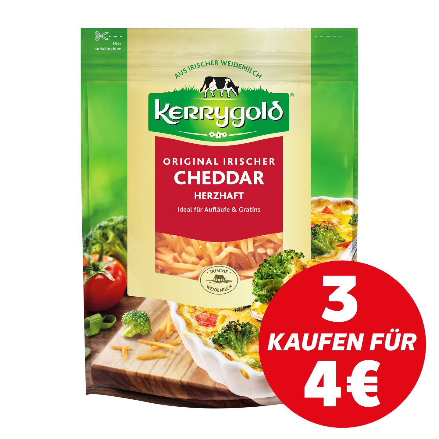 KERRYGOLD Orig. irisch. Pizzakäse oder Cheddar
