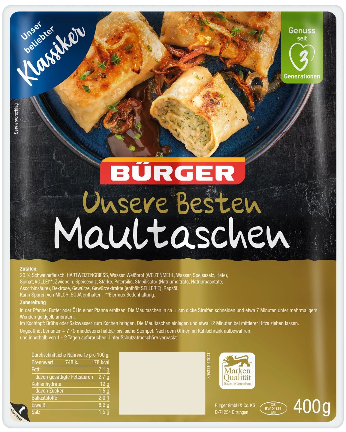 BÜRGER Maultaschen Unsere Besten