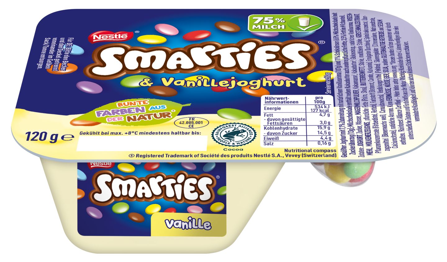 NESTLÉ Mix-in Smarties mit Joghurt oder Vanillejoghurt