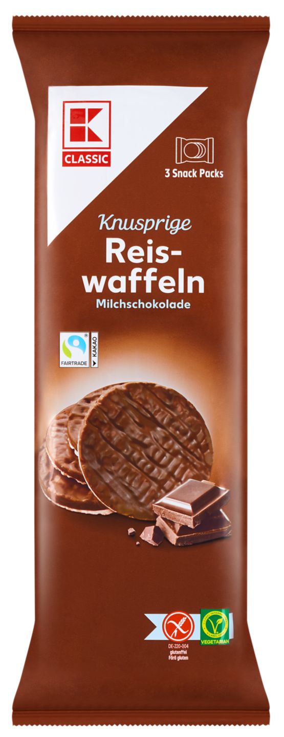 K-CLASSIC Reiswaffeln mit Milch- schokolade oder Joghurt