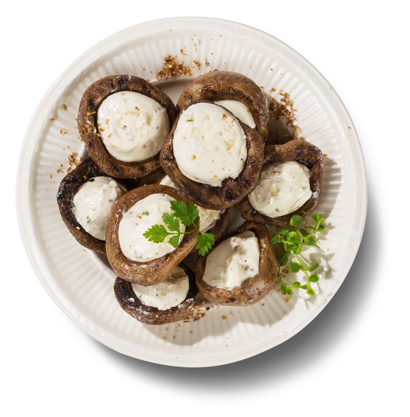 Gegrillte Champignons mit Frischkäse