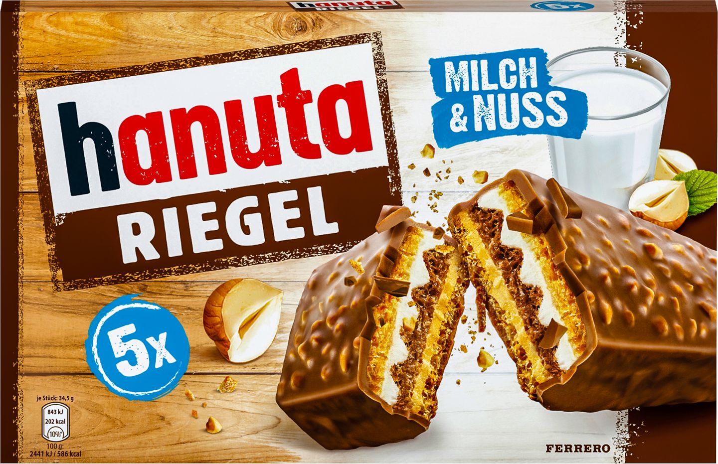 HANUTA Riegel Milch & Nuss 