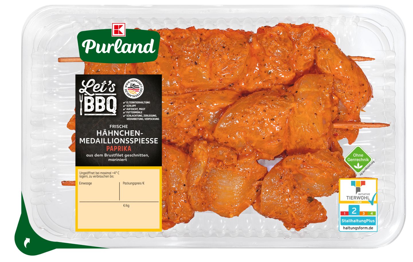 K-PURLAND Hähnchen-Medaillonspieße in Paprikamarinade