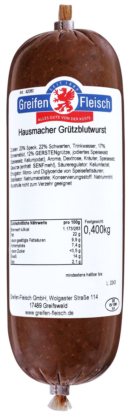 GREIFEN FLEISCH Hausmacher Grützblutwurst
