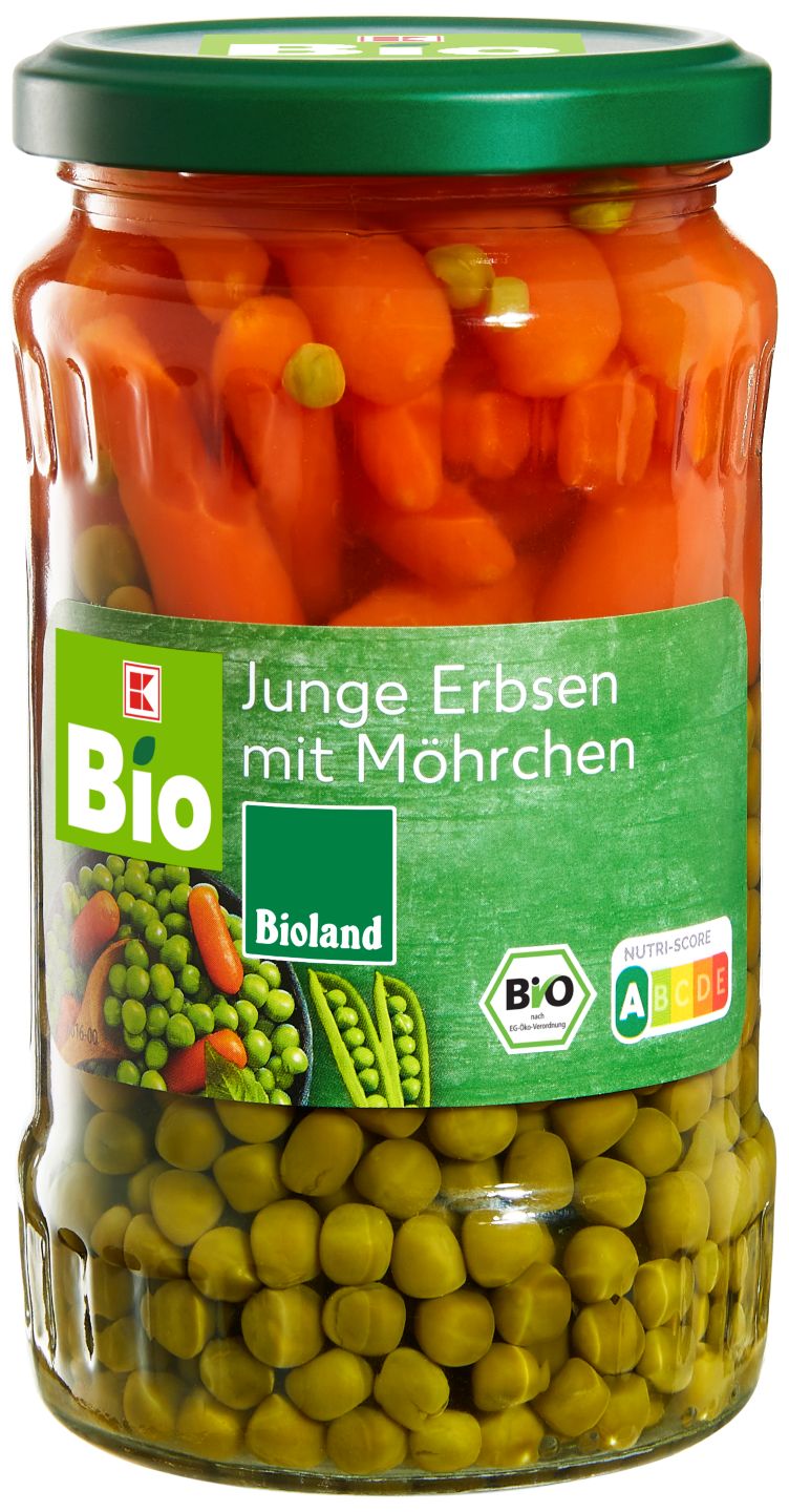 K-BIO Bioland junge Erbsen mit Möhrchen