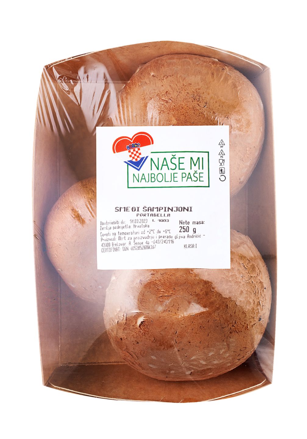 Šampinjoni Portabella 250 g MPC 2.5.2025=1,59€