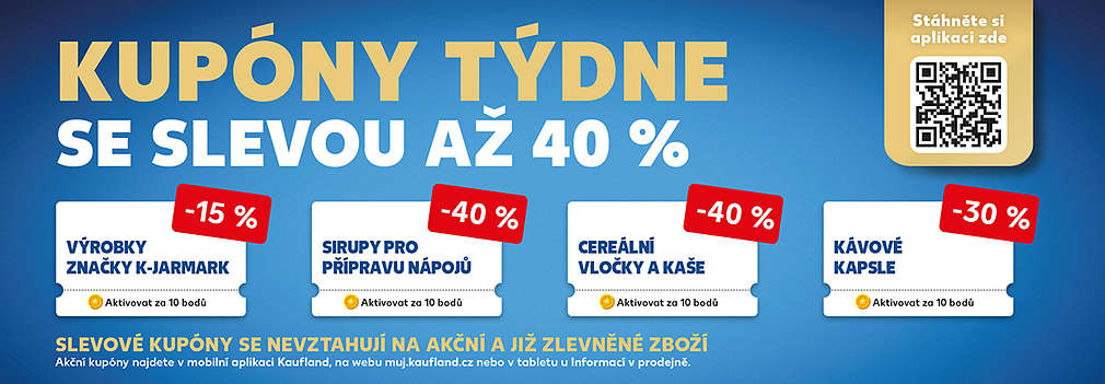 Kupóny týdne se slevou až 40 % - slevové kupóny se nevztahují na akční a již zlevněné zboží