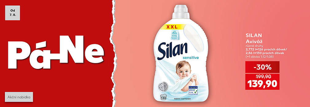 XXL prodloužený víkend: Silan aviváž různé druhy 2,772 l=126 pracích dávek/2,86 l=130 pracích dávek se slevou -30 % za 139,90 Kč