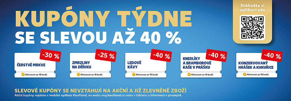 Kupóny týdne se slevou až 40 % - slevové kupóny se nevztahují na akční a již zlevněné zboží