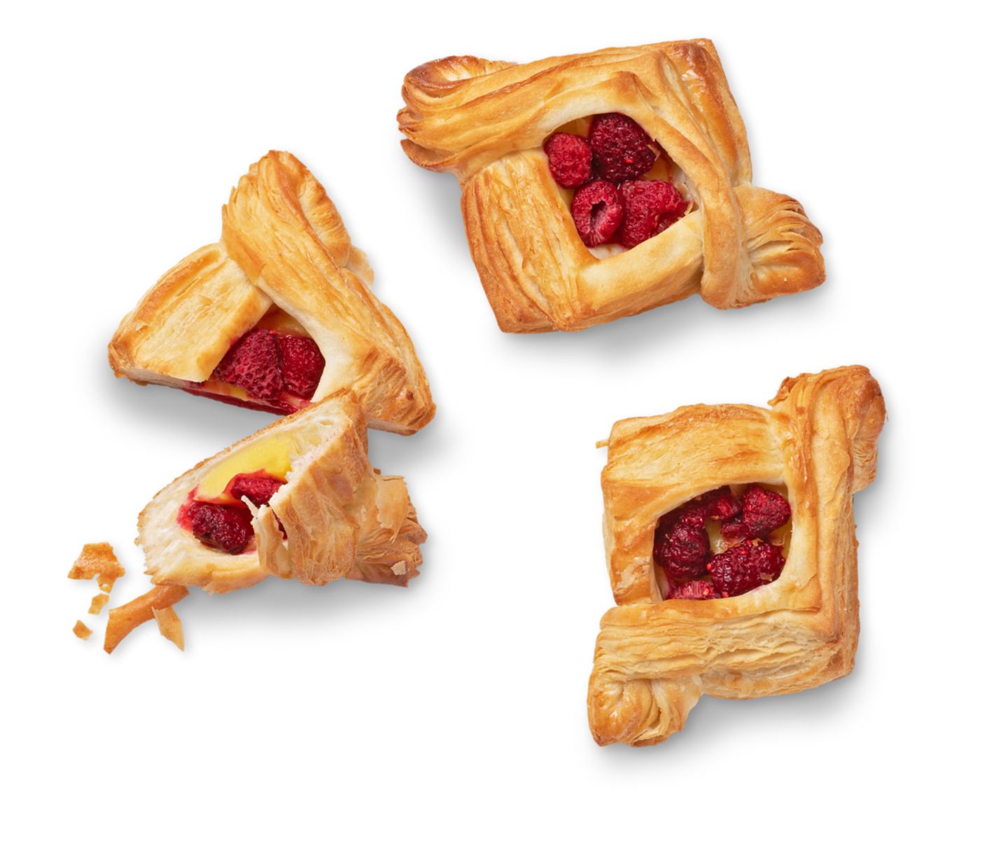 Panier s pudingom a malinami