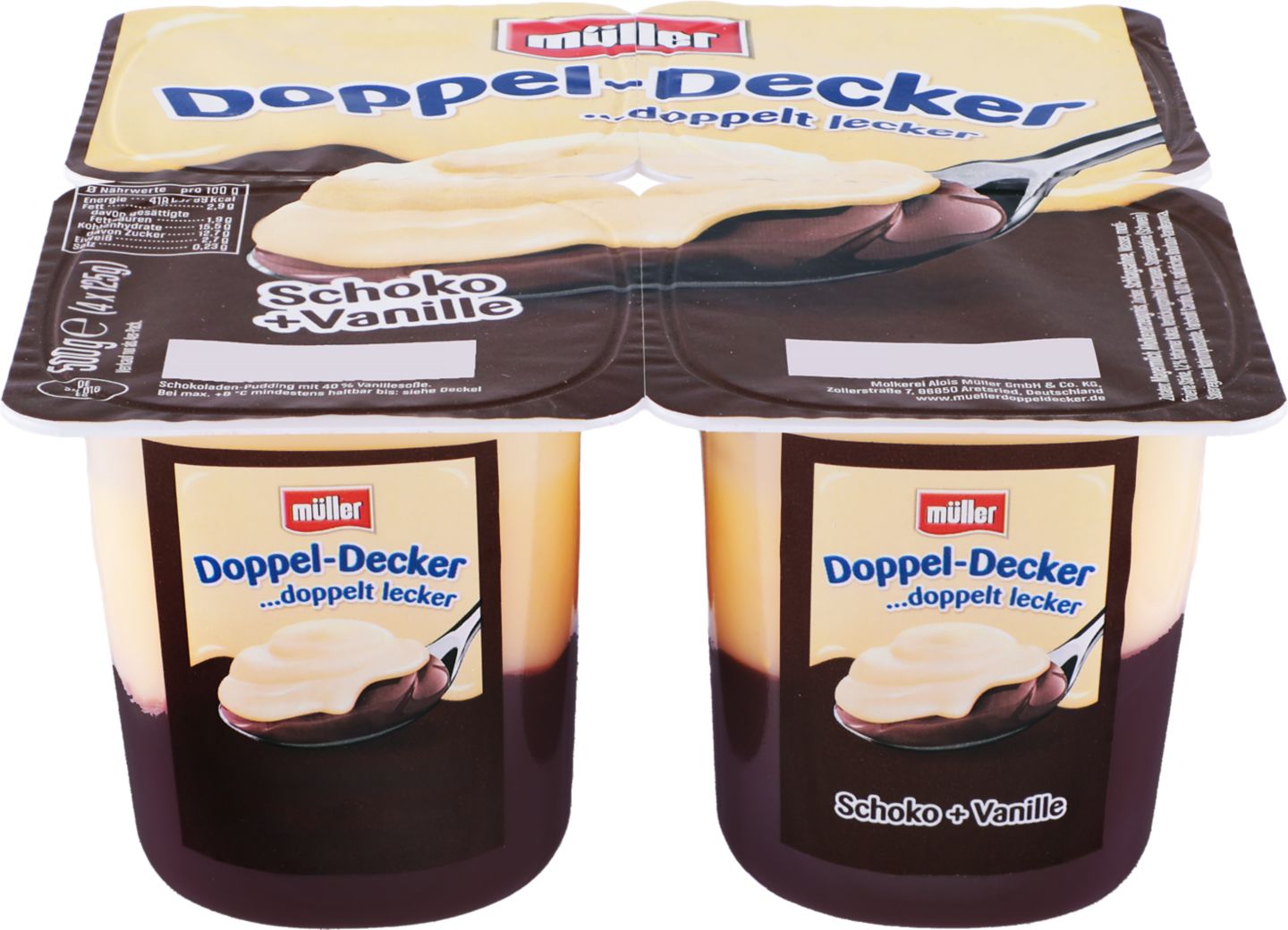 Doppeldecker puding čokoláda s van. pol
4 x 125 g