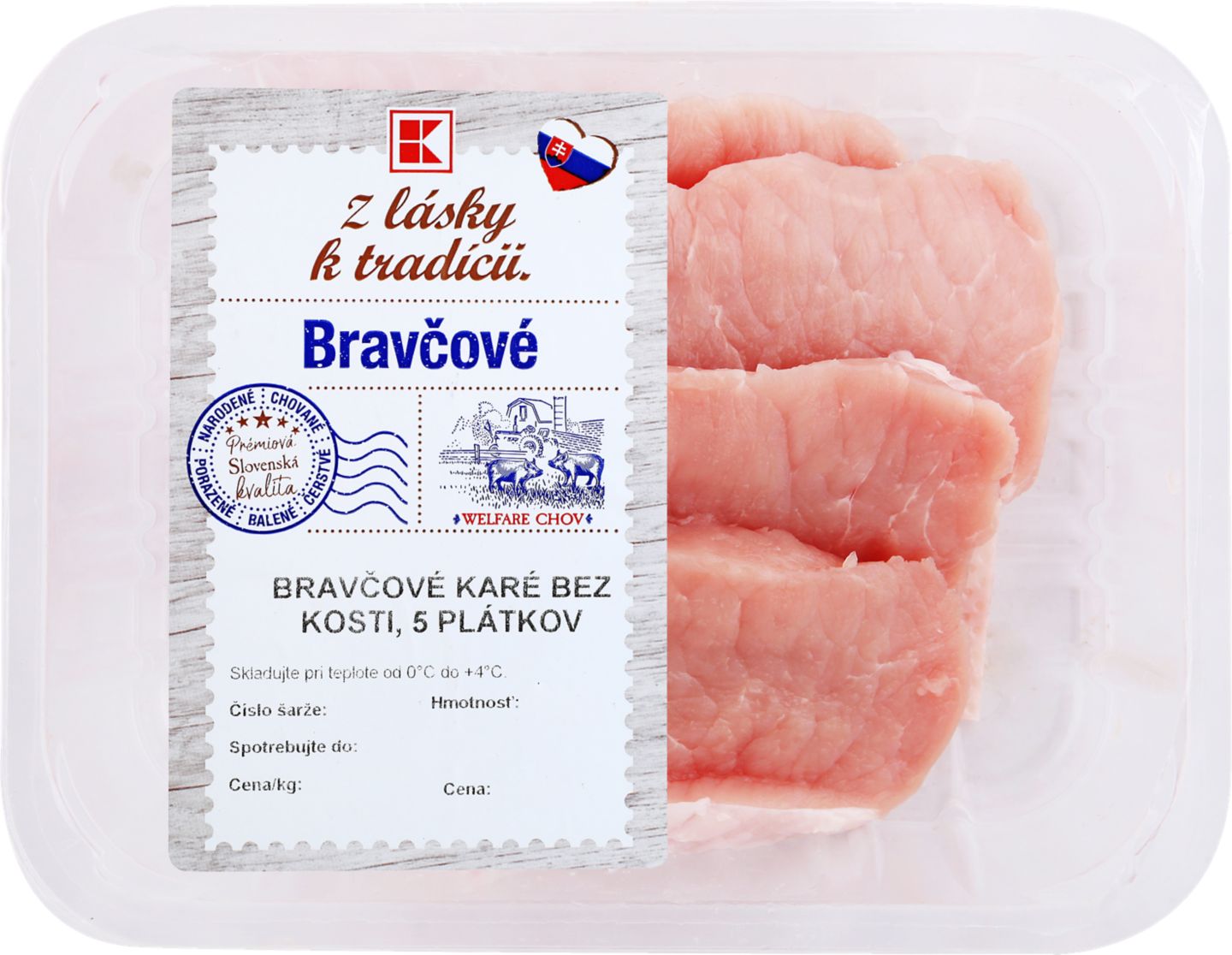 Z lásky k tradícii Bravčové karé
bez kosti, plátky