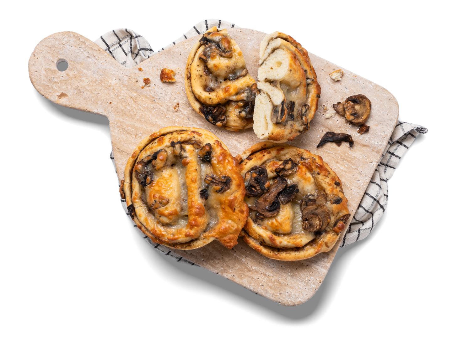 Pizzaschnecke mit Pilzen