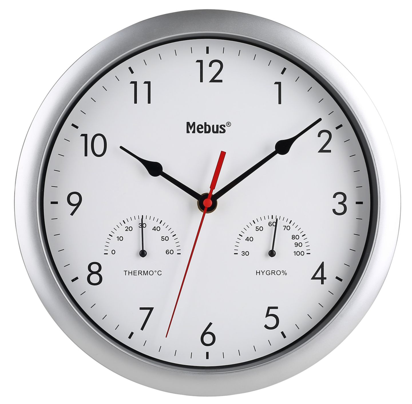 MEBUS Wanduhr mit Klimastation