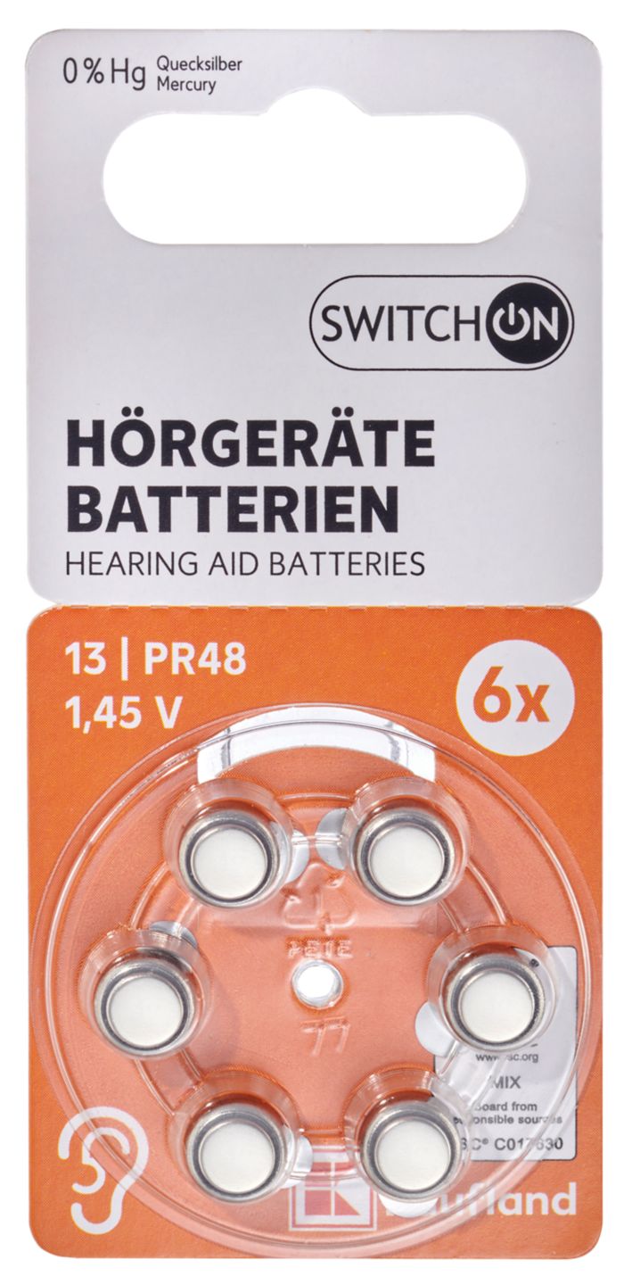 SWITCH ON® Hörgeräte-Batterien PR48