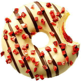 Donut z nadzieniem orzechowym lub truskawkowym