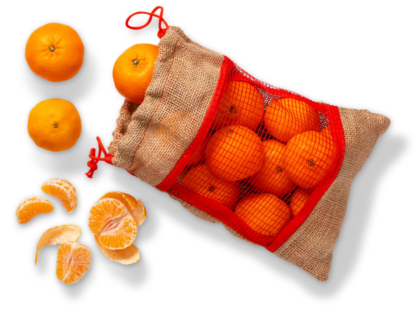 Klementínky v jutovom vrecku