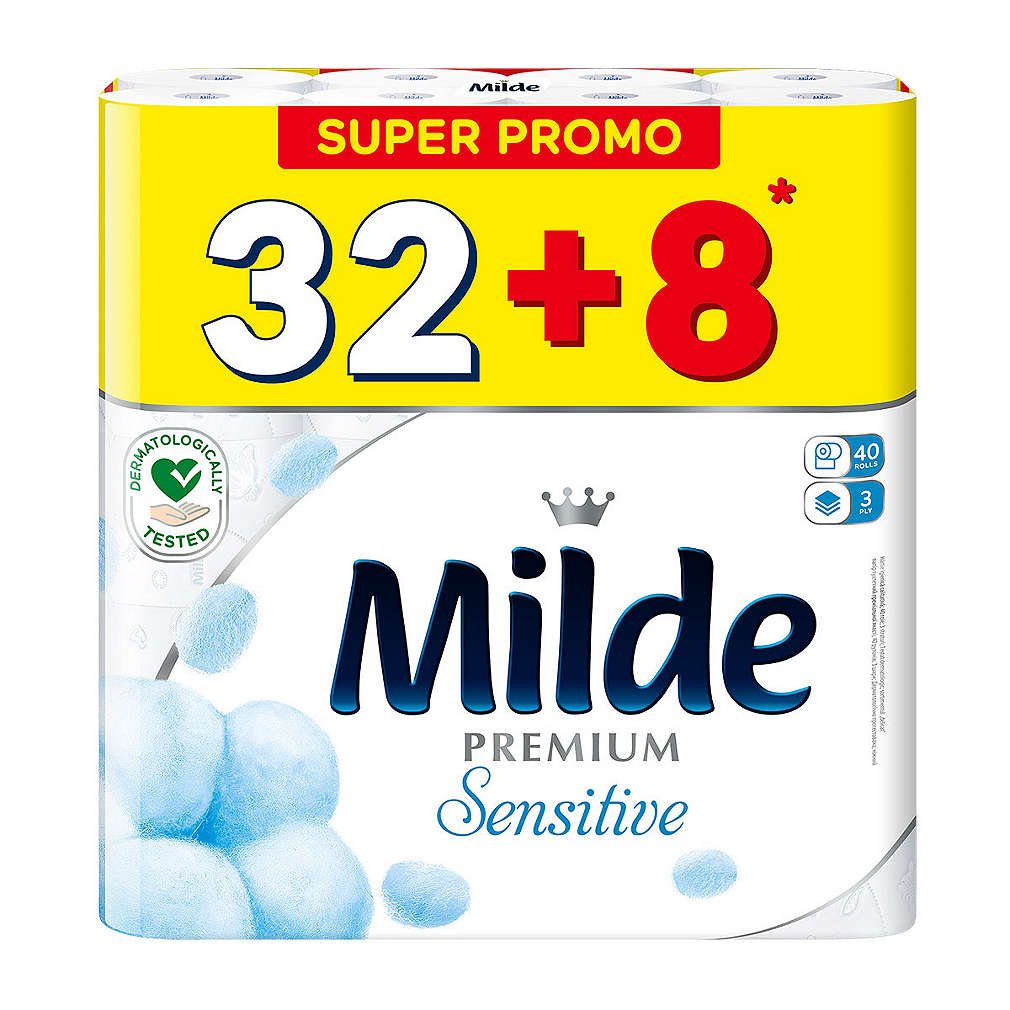 Изображение за продукта Milde тоал. Хартия 3 пластова, 32+8бр.