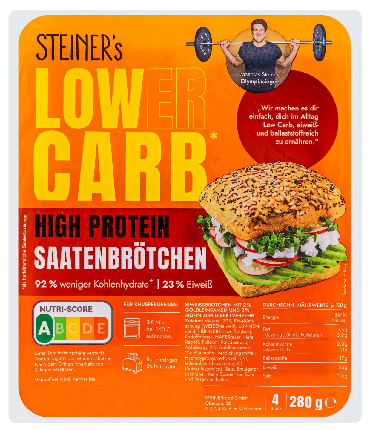 STEINER'S LOWER CARB High Protein Saatenbröchen