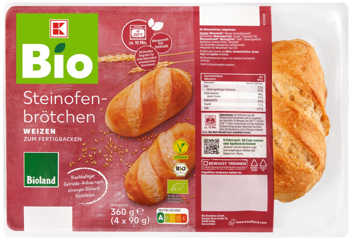 K-BIO Bioland Steinofenbrötchen