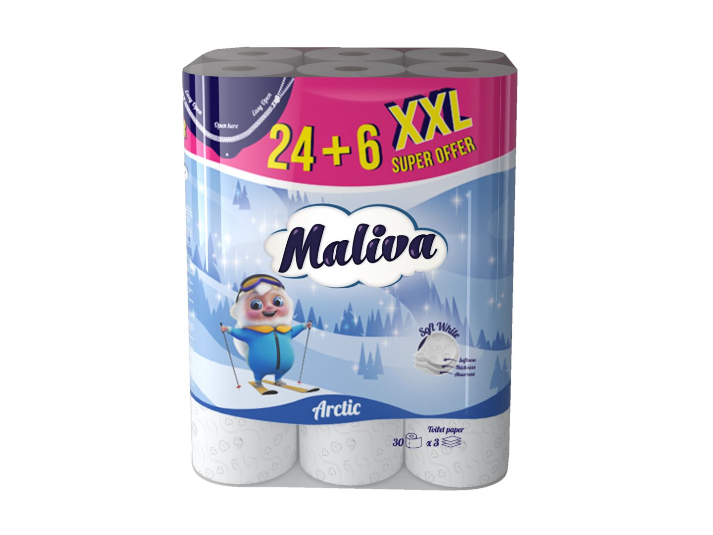Изображение на Maliva, Тоалетна хартия Различни видове, 3пл
24+6 бр.