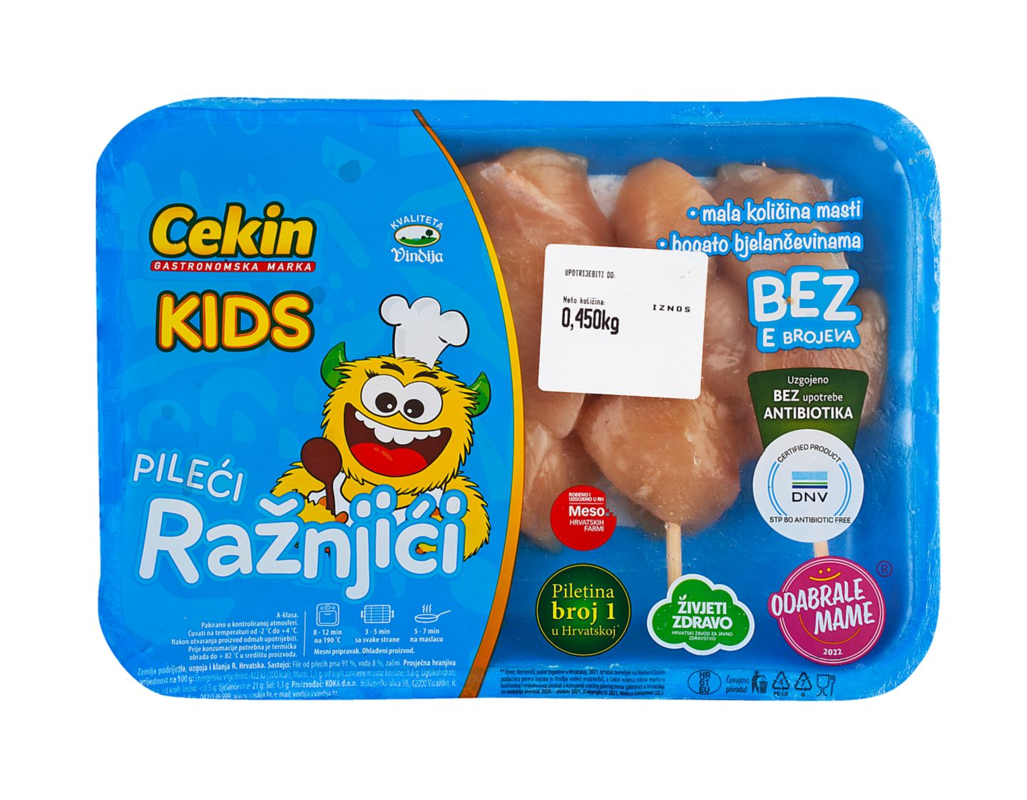 Cekin Pileći ražnjići Kids 450g
MPC 2.5.2025=7,29€