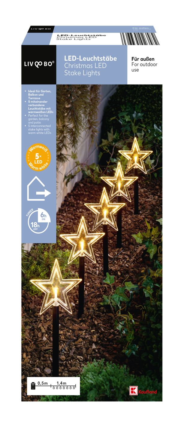LIV&BO® LED-Leuchtstäbe »Stern« warmweiß