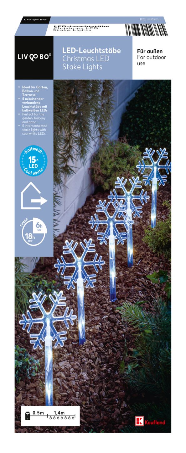 LIV&BO® LED-Leuchtstäbe »Schneeflocke« kaltweiß