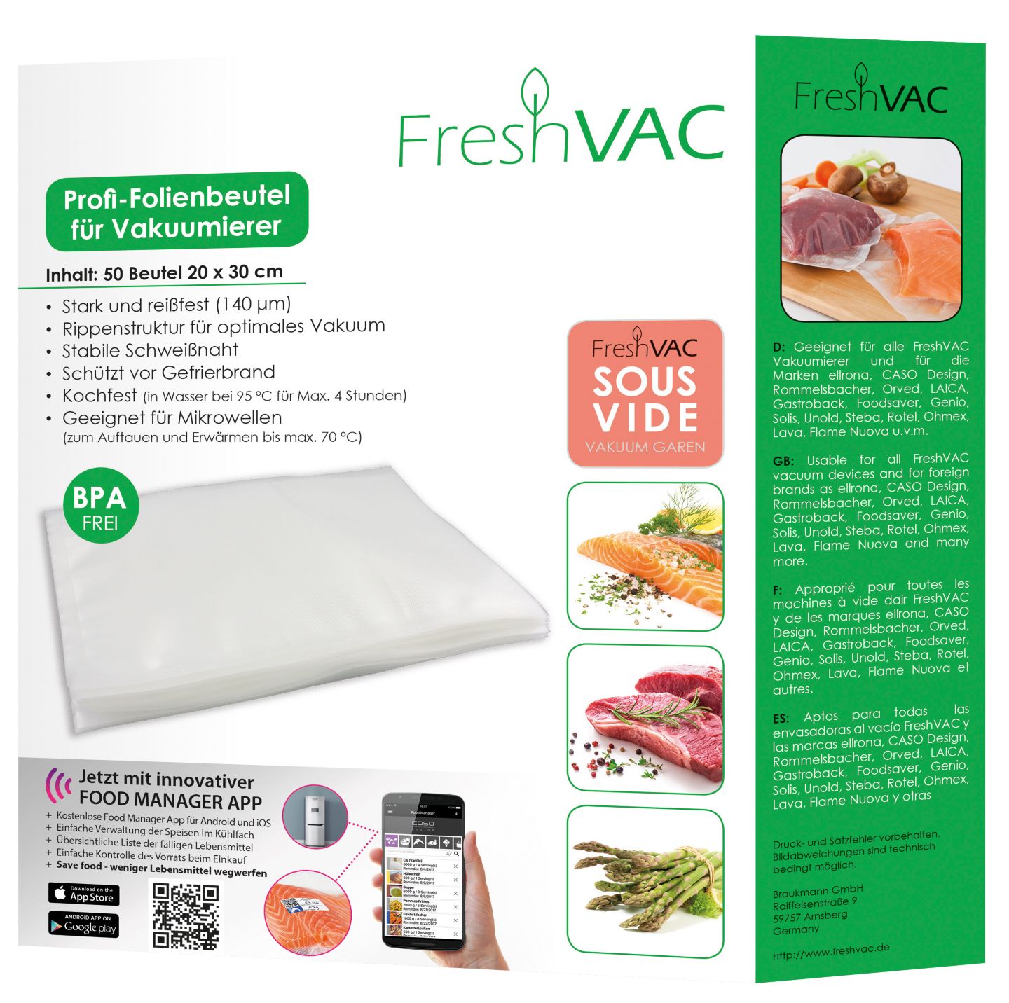 FRESHVAC Folienbeutel für Vakuumierer ca. 20 x 30 cm