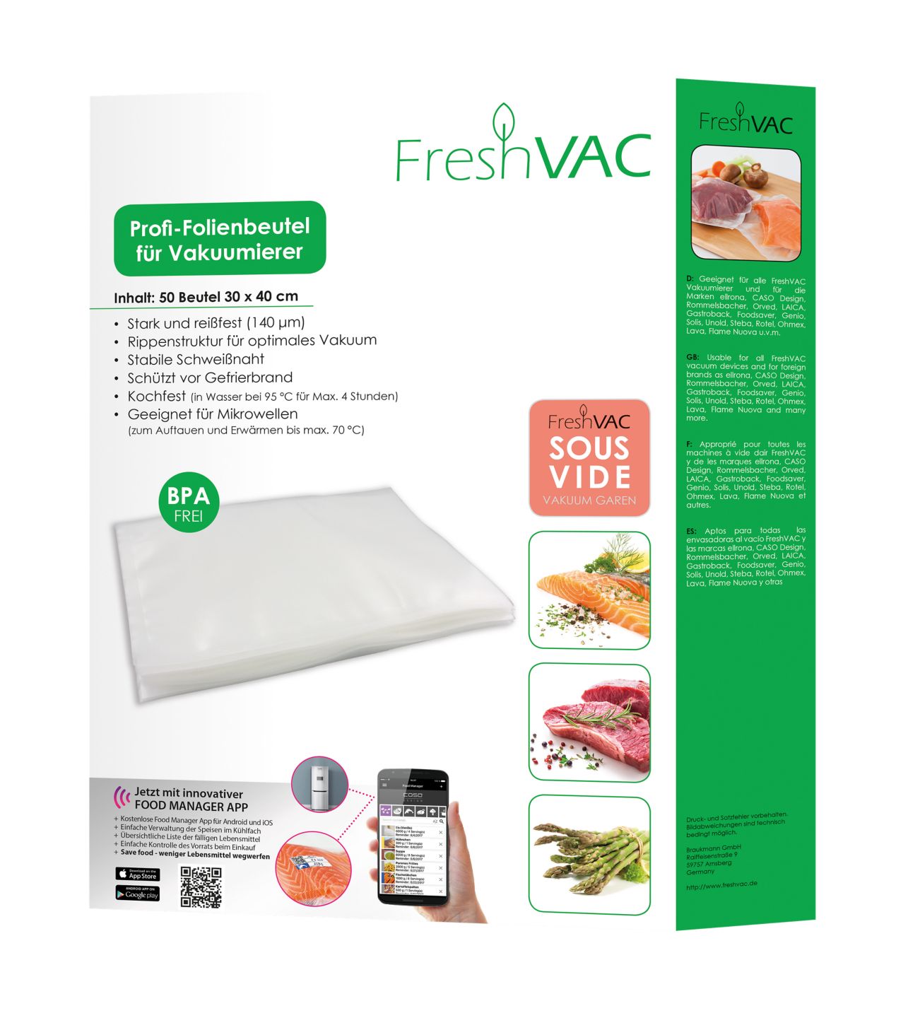 FRESHVAC Folienbeutel für Vakuumierer ca. 30 x 40 cm