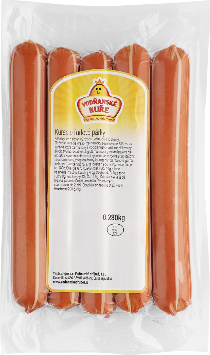 Vodňanské Kur. ľud. Párky 65% mäsa
280g