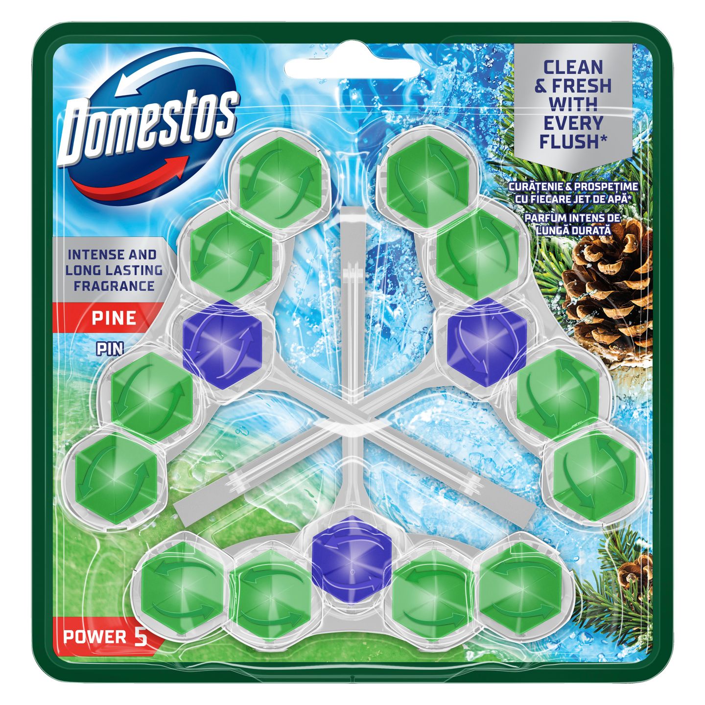 Изображение на Domestos Power 5 WС блокче
Pine 3x50 г