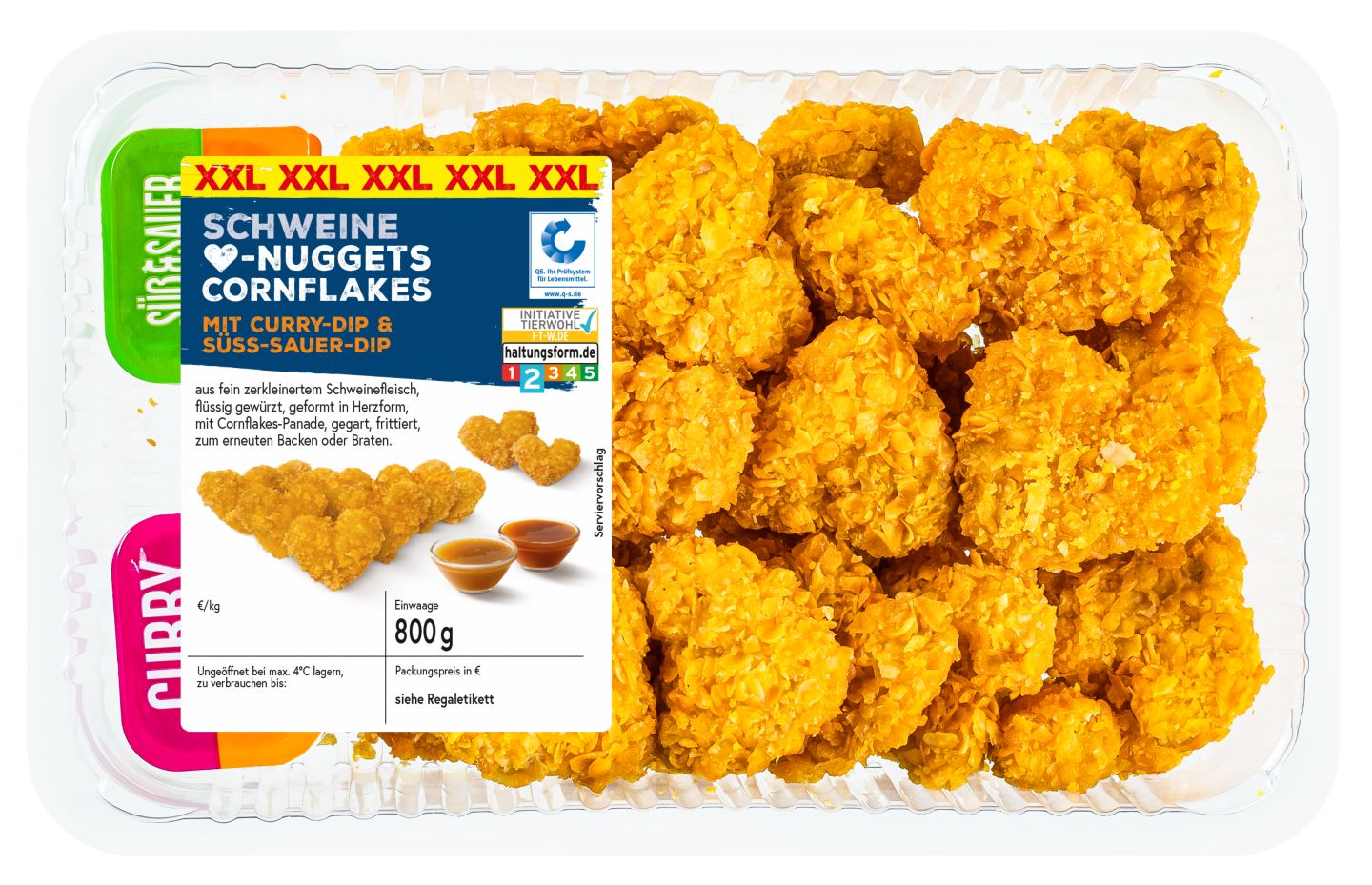 Schweine-Nuggets XXL in Herzform