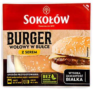 Sokołów Burger wołowy
w bułce, z serem