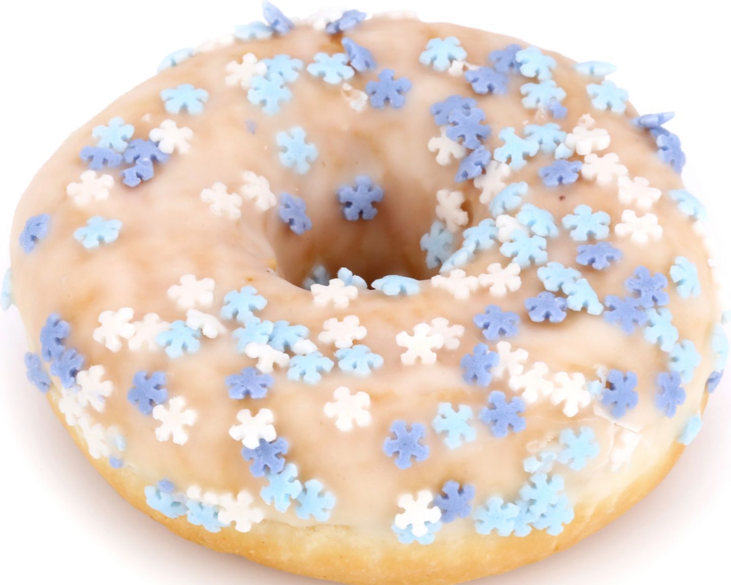 Изображение на Донът с бяла глазура и захарни снежинки