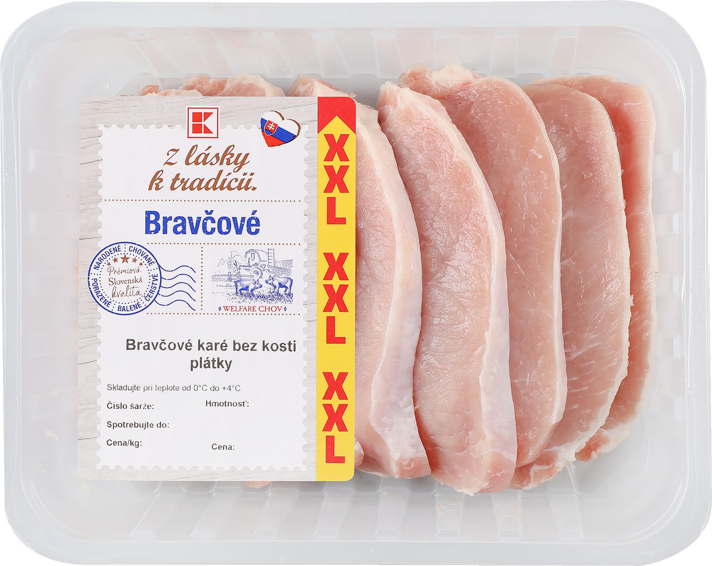 Z lásky k tradícií Bravčové karé plátky XXL
bez kosti