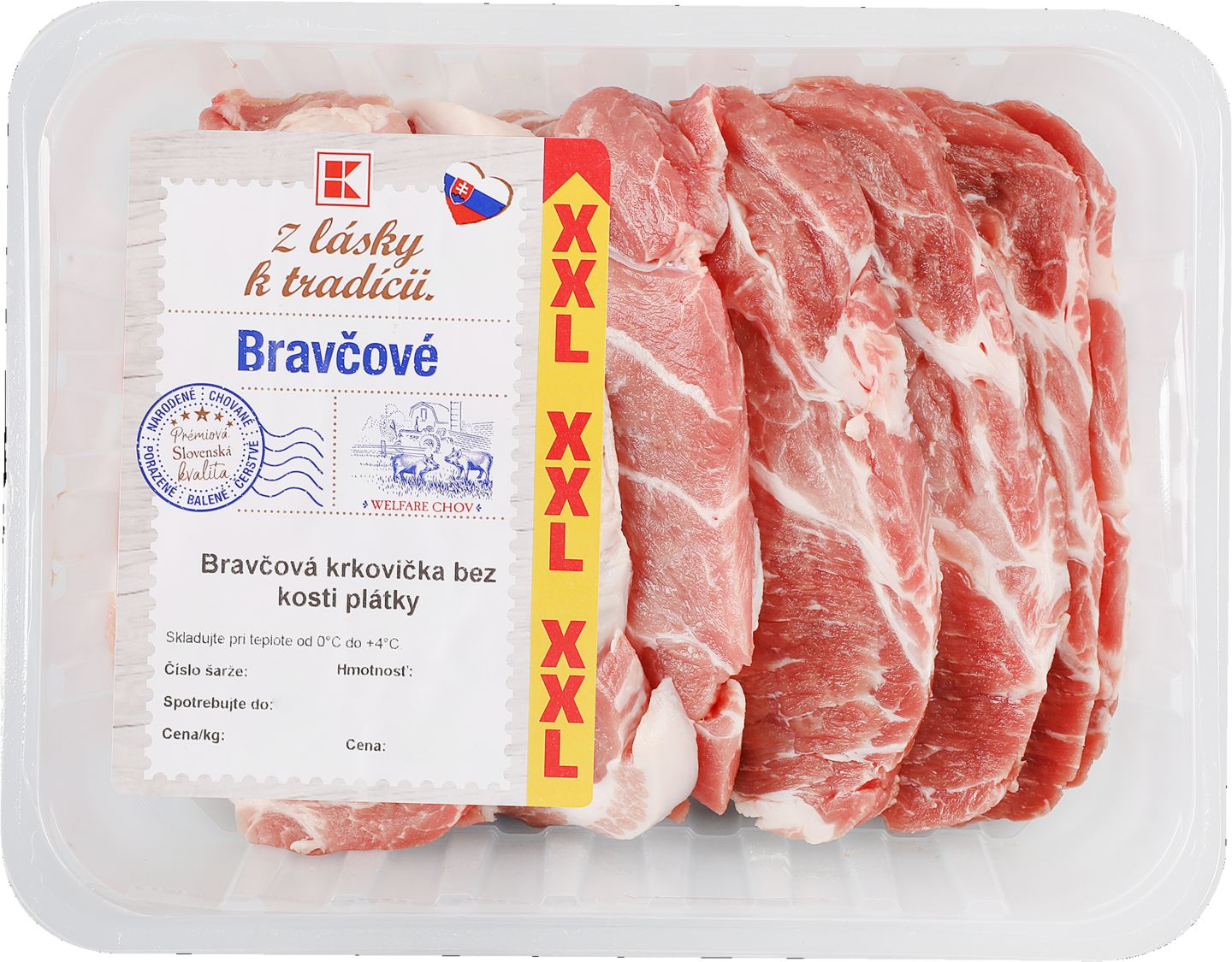 Z lásky k tradícií Bravčová krkovička XXL
bez kosti, plátky