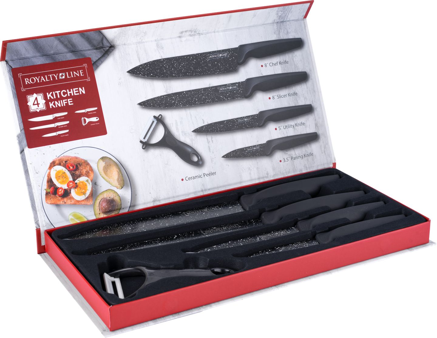 Изображение на ROYALTY LINE Комплект ножове с белачка
5 части
