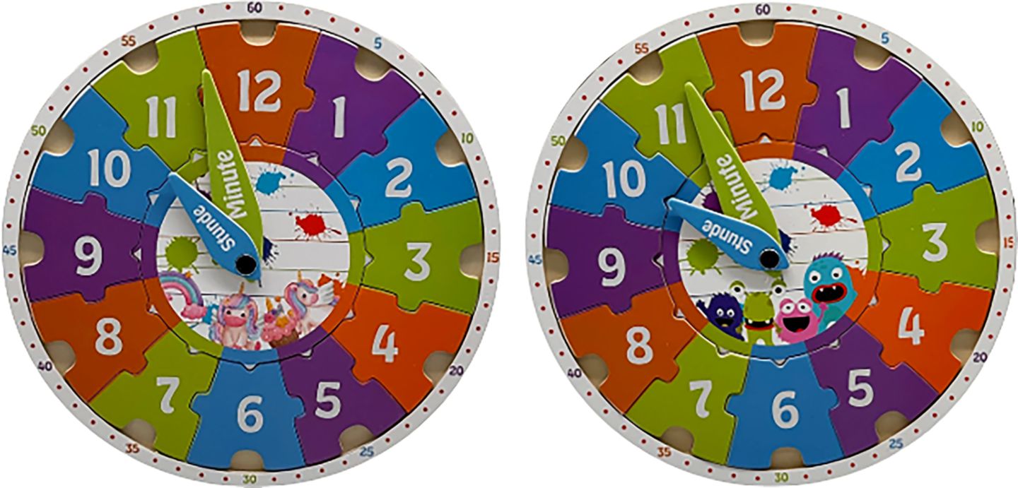 Puzzle hodiny, učící se 