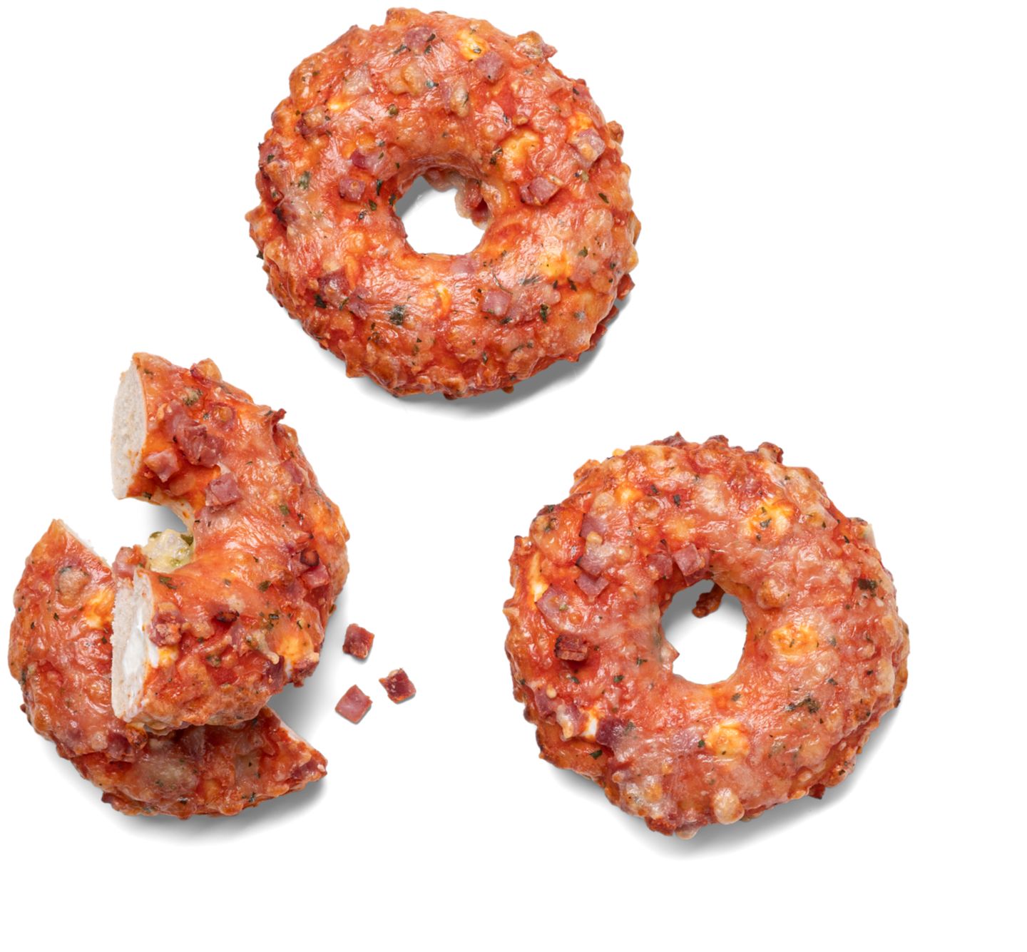 Pizza donut so šunkou a mozzarellou